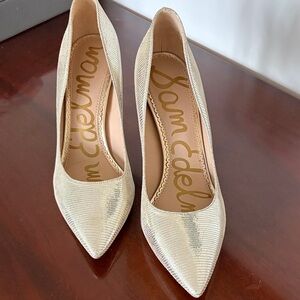 Sam Edelman Metallic Gold Pointed-Toe Heels